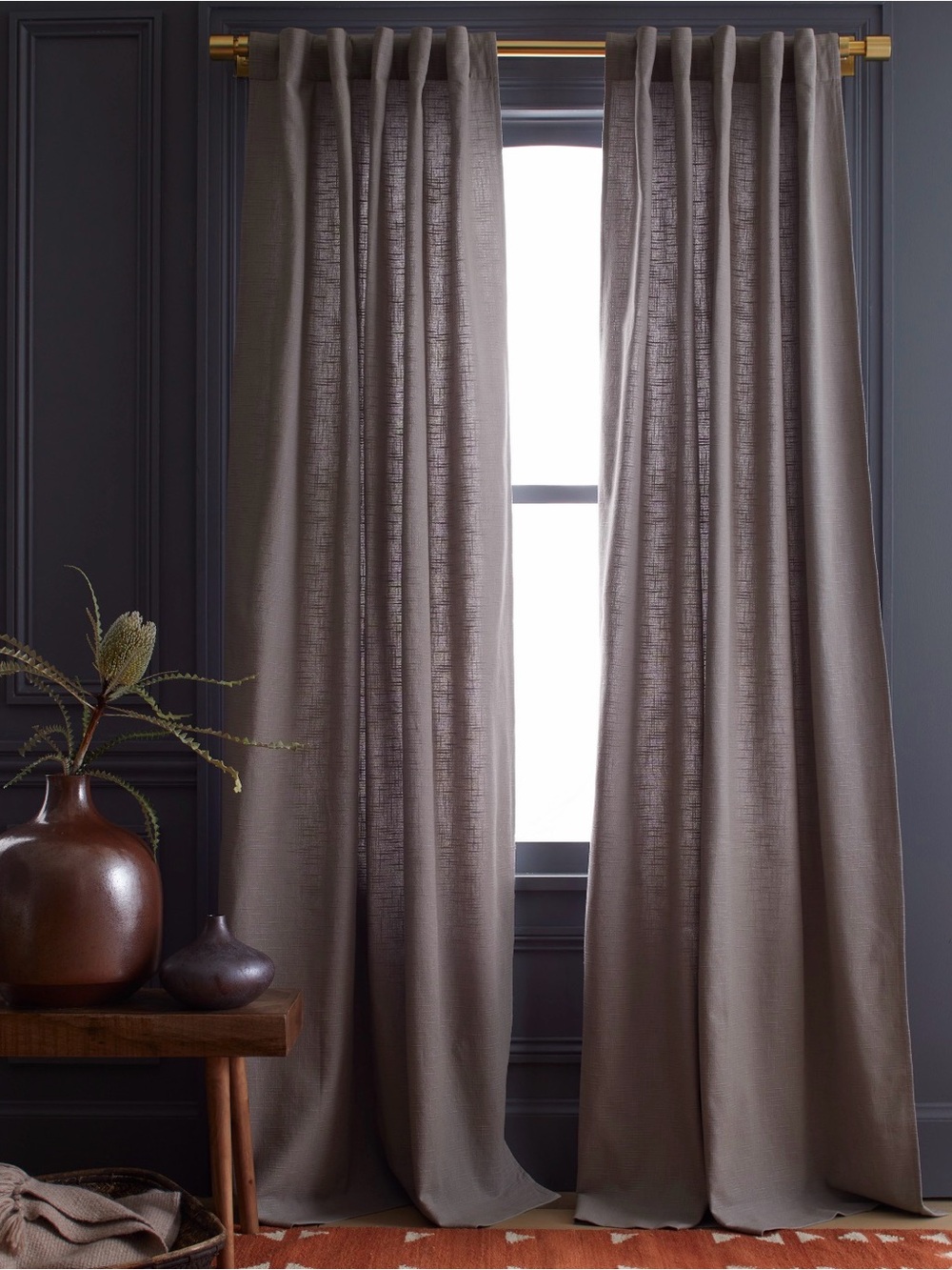 Cotton Slub Curtain - Single Panel in Tan Neutral